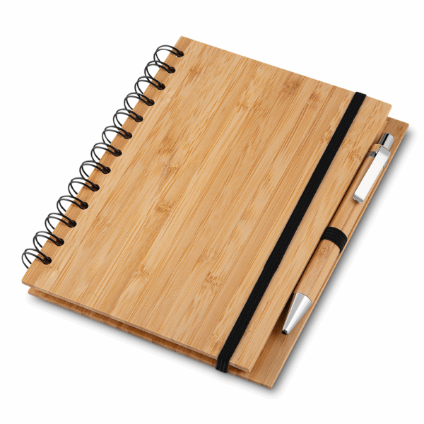 Caderno Capa em Bambu c/ Caneta (18x13cm)